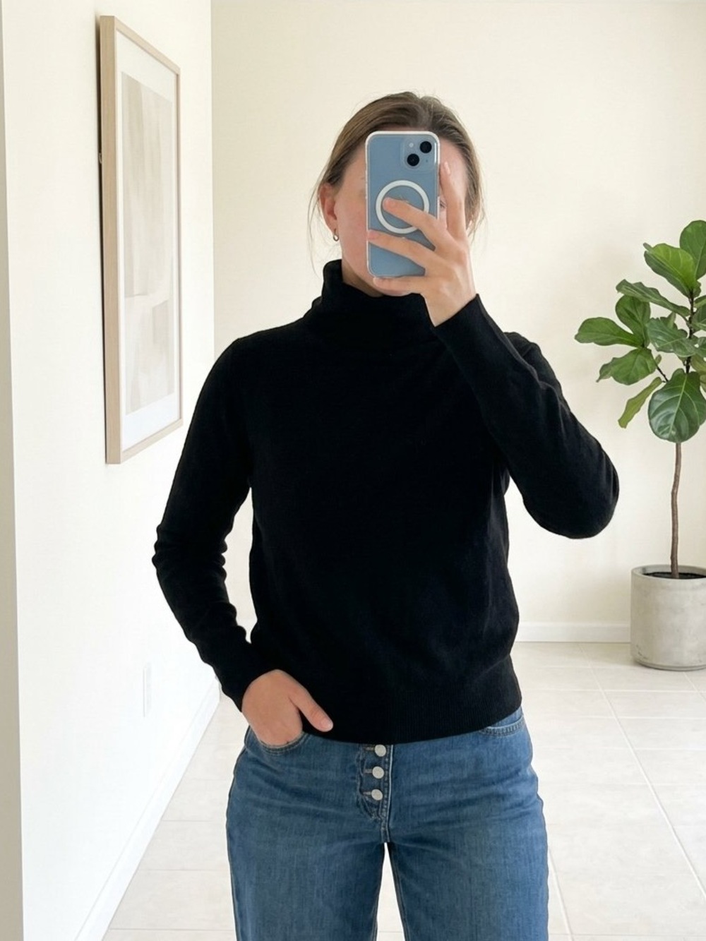 Vintage Lord & Taylor 100% Pure Cashmere Black Turtleneck Sweater Scotland